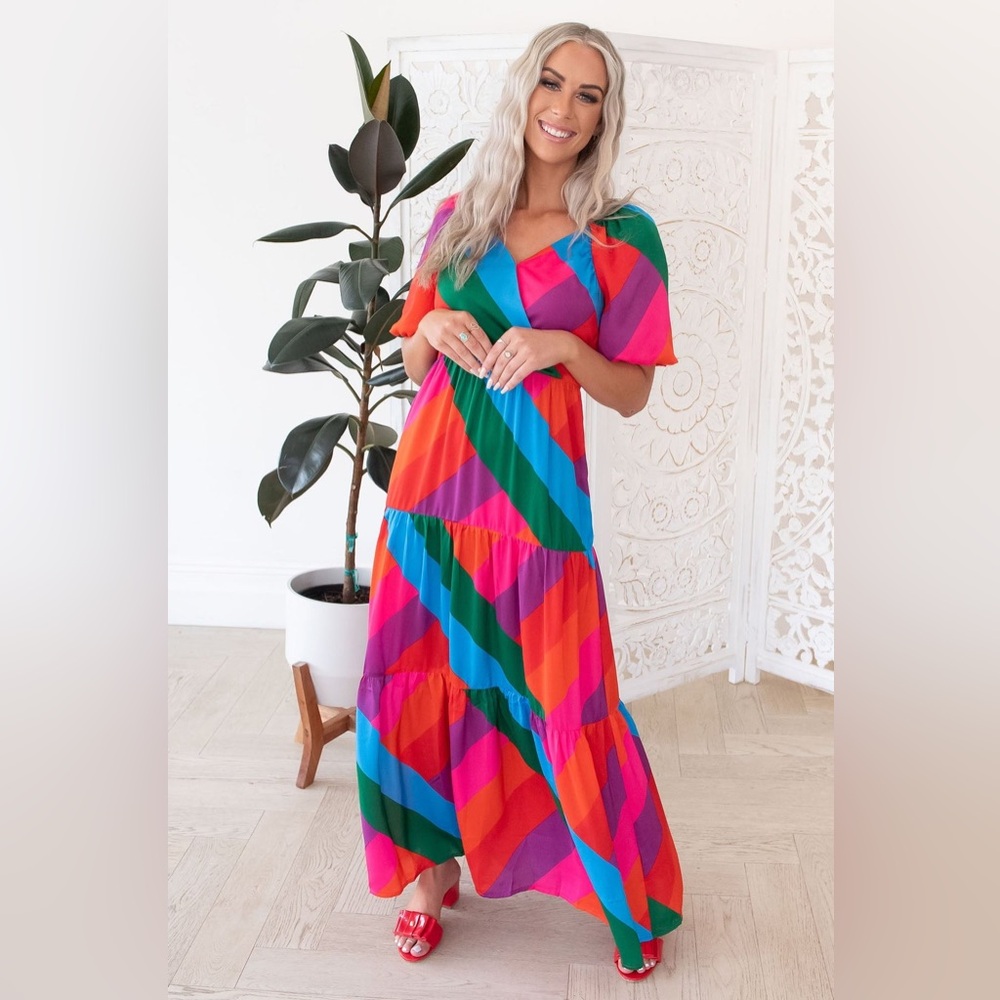 Skies Are Blue Multicolor Striped Maxi Dress - Picture 4 of 14